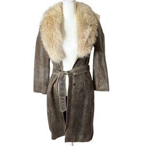 Andrew Marc Leather + Coyote Fur Coat Y2K